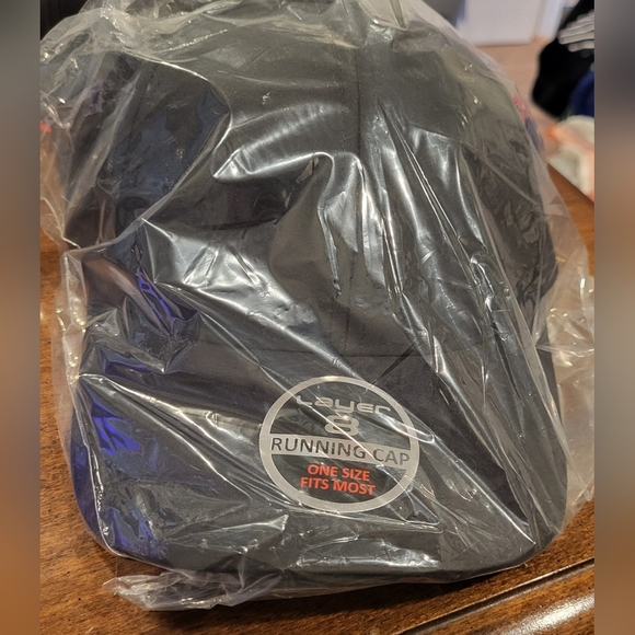 LOT of TWO! Layer 8 Black Performance Running Hat Ball Cap Adjustable Hat NEW! - Picture 2 of 8